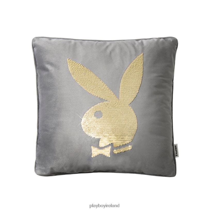 Playboy Unisex Rabbit Head Sequin Pillow HBFB896 Accessory Grey