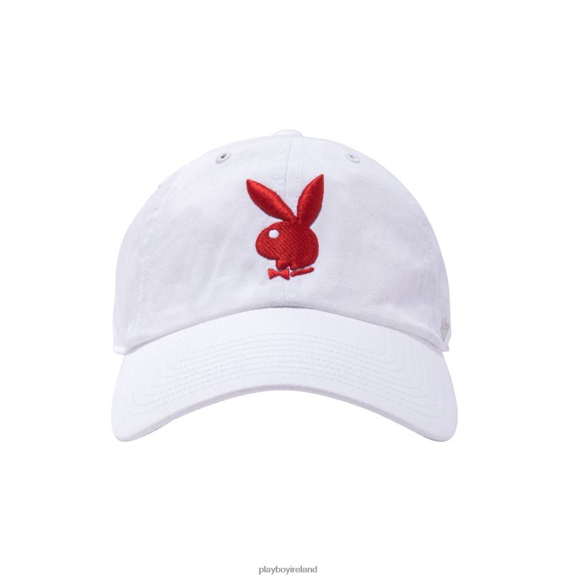 Playboy Men 47 Brand Adjustable Dad Hat HBFB767 Accessory White/Red