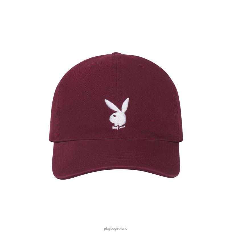 Playboy Men Adjustable Rabbit Head Logo Hat HBFB782 Accessory Burgundy