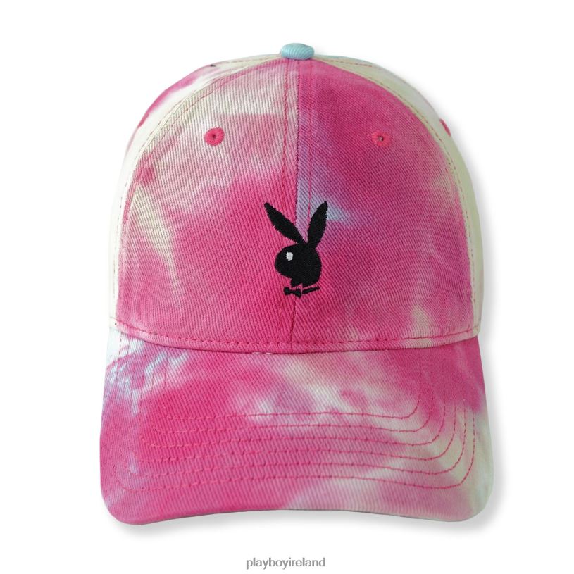 Playboy Men Adjustable Rabbit Head Logo Hat Tie Dye HBFB711 Accessory Raspberry Mist