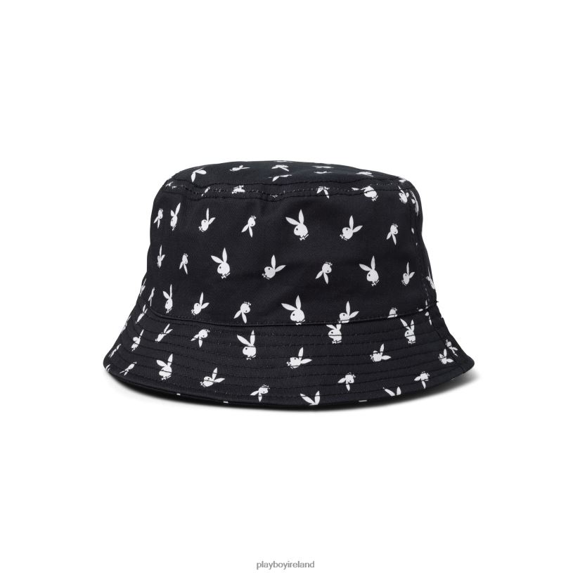 Playboy Men All-Over Rabbit Head Print Bucket Hat HBFB808 Accessory Black
