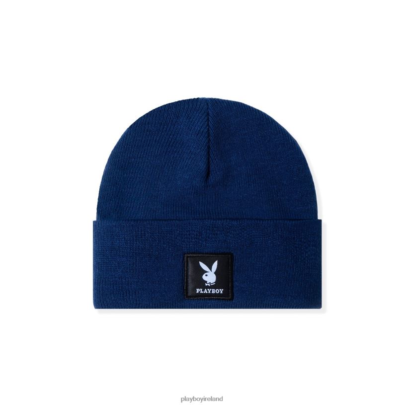 Playboy Men Knit Beanie with Logo Patch HBFB752 Accessory Cobalt