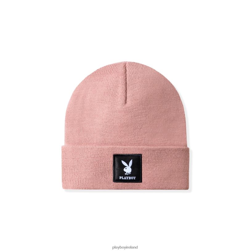 Playboy Men Knit Beanie with Logo Patch HBFB754 Accessory Rose