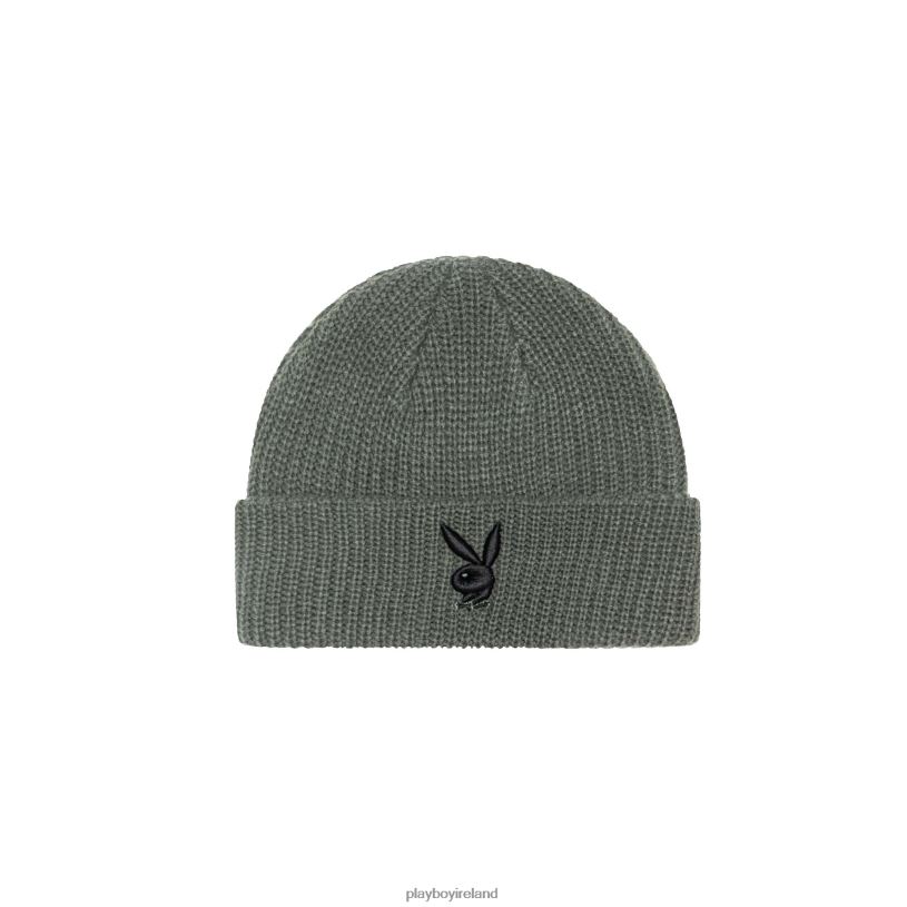 Playboy Men Rabbit Head Knit Beanie HBFB760 Accessory Cypress With Black Bunny