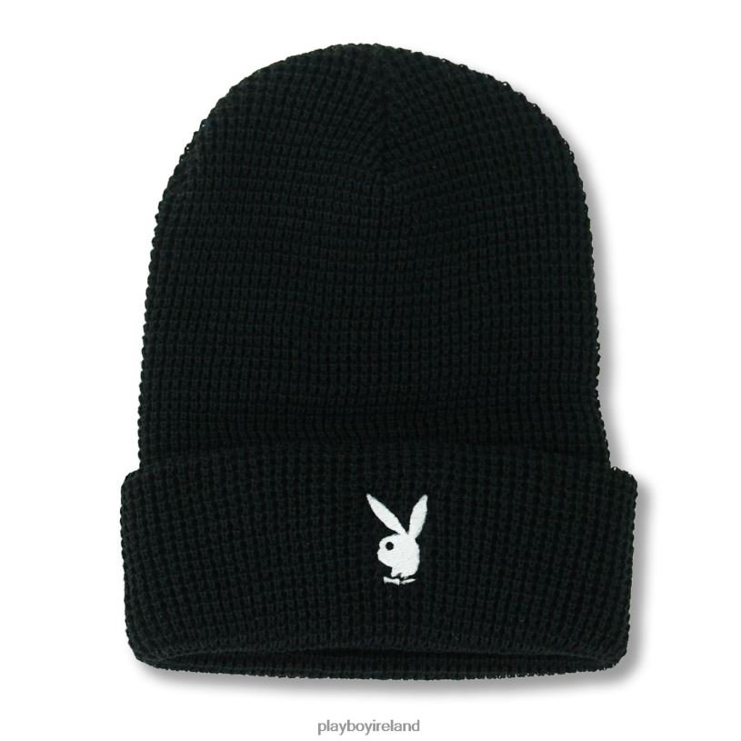 Playboy Men Rabbit Head Waffle Cuffed Beanie HBFB725 Accessory Black