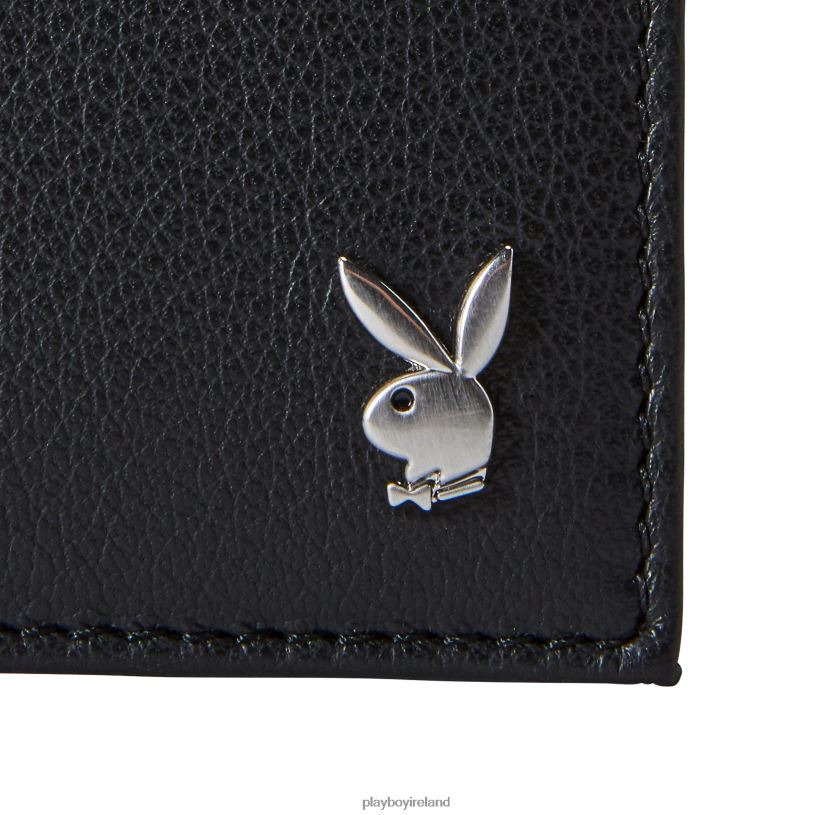 Playboy Men Milled Front Pocket Wallet HBFB828 Accessory Black