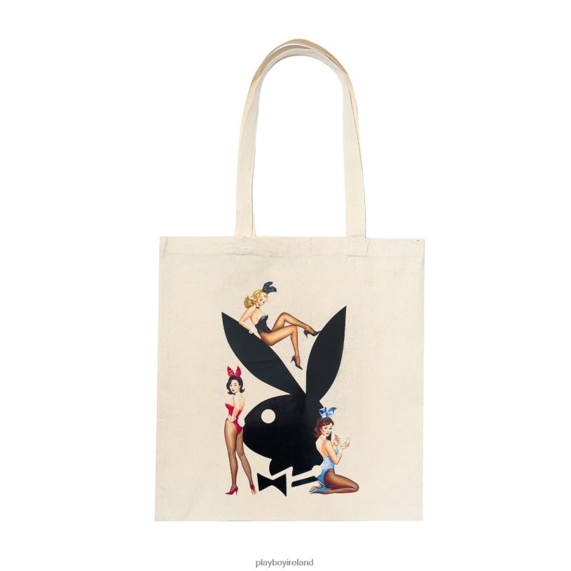 Playboy Men Vintage Bunnies Canvas Tote HBFB865 Accessory Original