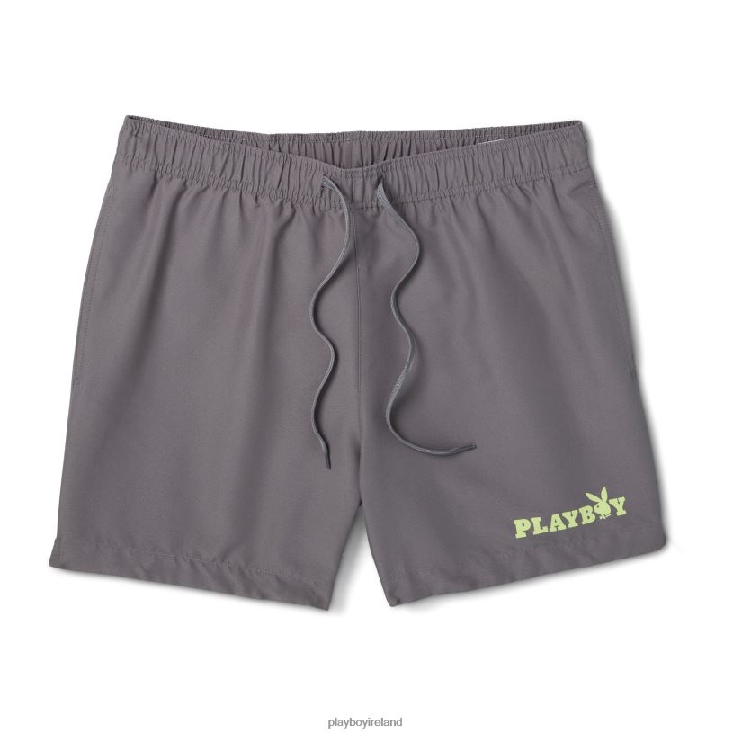 Playboy Men 15" Core Swim Trunks HBFB640 Clothing Charcoal Grey