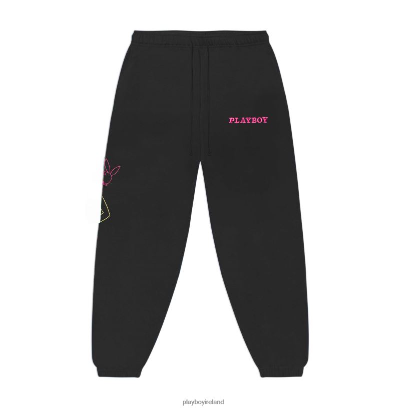 Playboy Men Bunny Outline Sweatpants HBFB584 Clothing Stretch limo