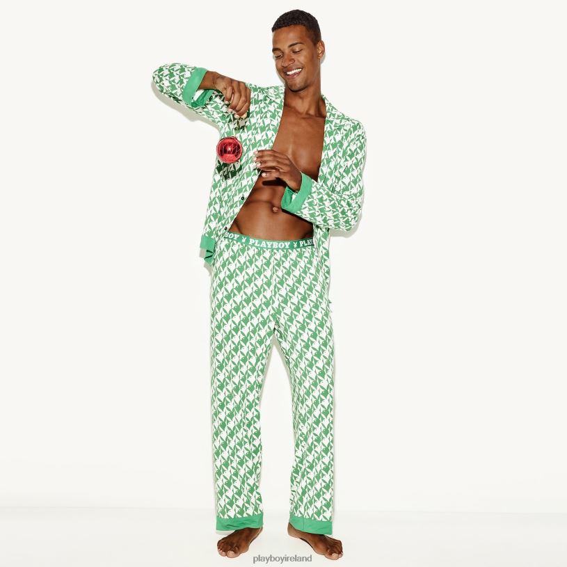 Playboy Men Classic Pajama Set HBFB606 Clothing Green