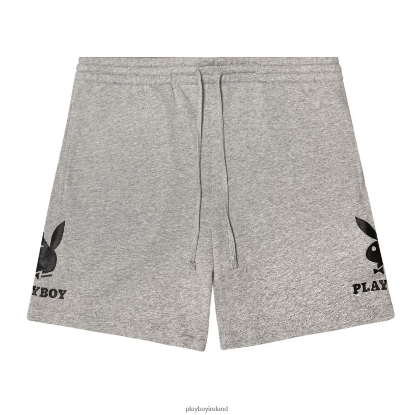 Playboy Men Double Bunny Sweat Shorts HBFB593 Clothing Grey