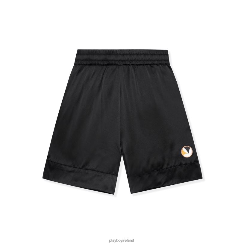 Playboy Men Long Silk Shorts HBFB649 Clothing Black