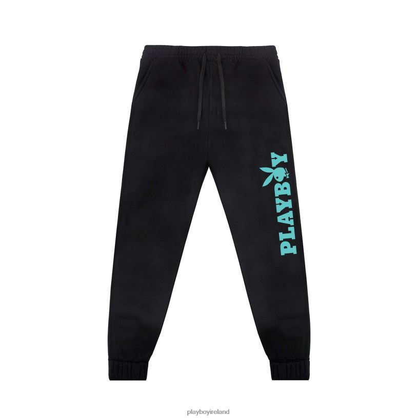 Playboy Men Masthead Sweatpants HBFB565 Clothing Black with Green