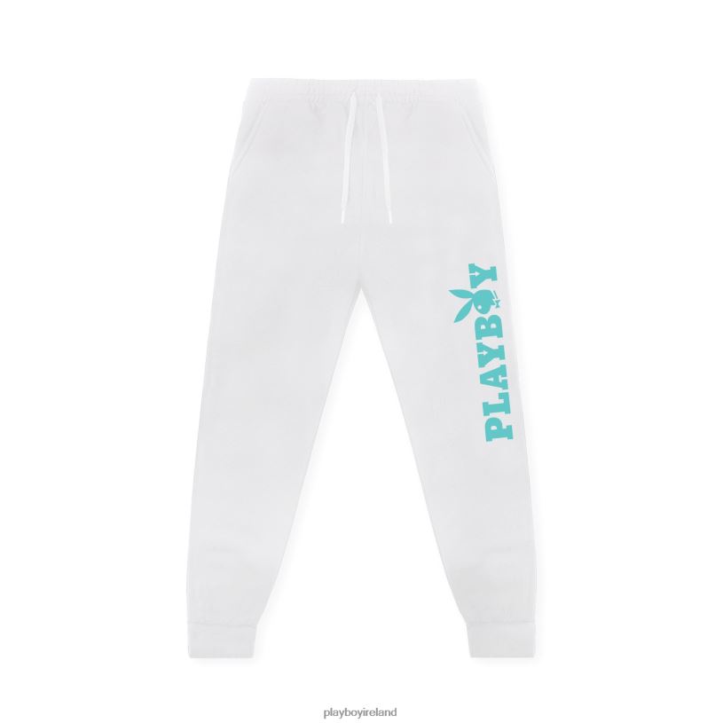 Playboy Men Masthead Sweatpants HBFB566 Clothing White with Green