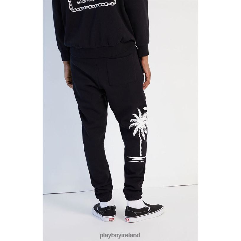 Playboy Men PB PALMS SWEATPANT HBFB570 Clothing Black