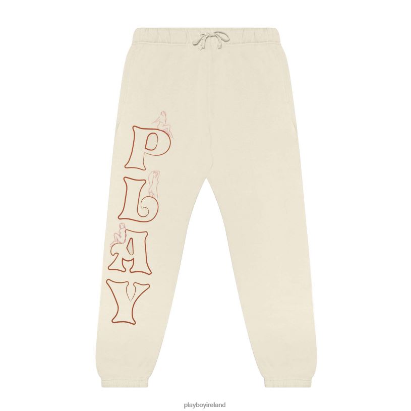 Playboy Men Play Sweatpants HBFB647 Clothing Alabaster gleam
