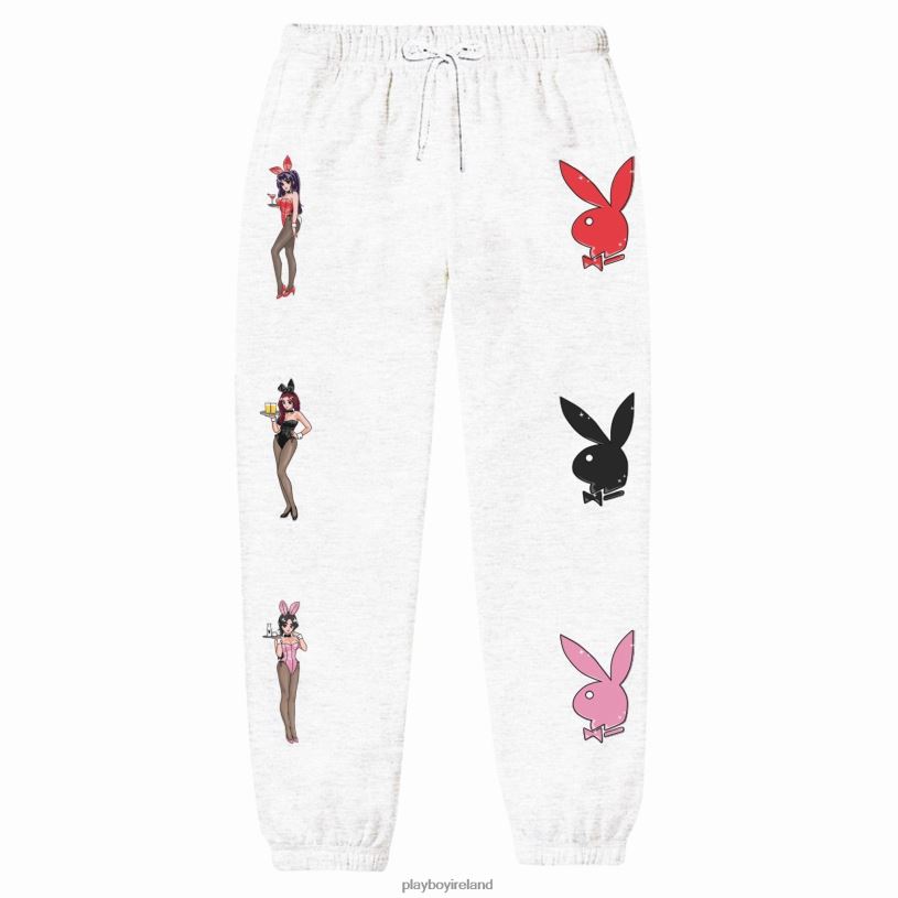 Playboy Men Tokyo Club Bunny Sweatpants HBFB581 Clothing White