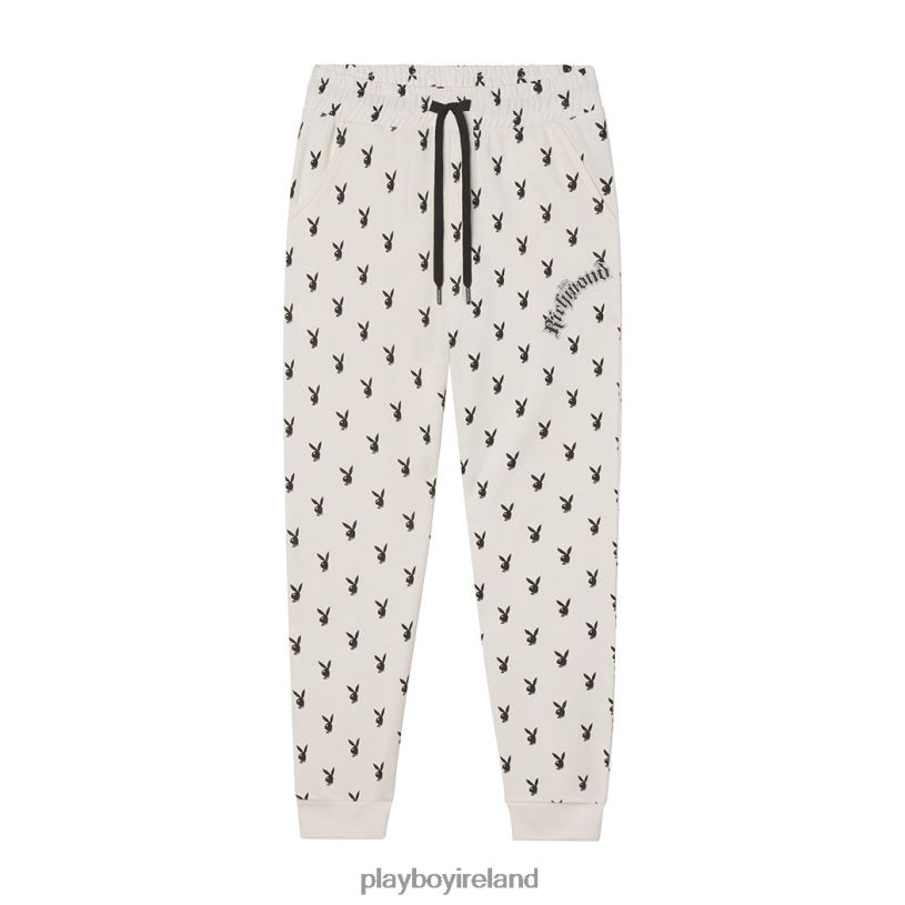 Playboy x John Richmond Men Repeating Rabbit Head Sweatpants HBFB616 Clothing Off-White