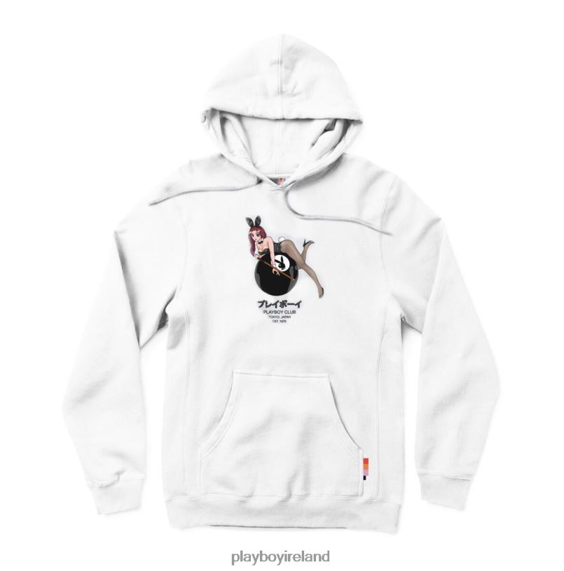 Playboy Men 8-Ball Tokyo Club Hoodie HBFB347 Clothing White