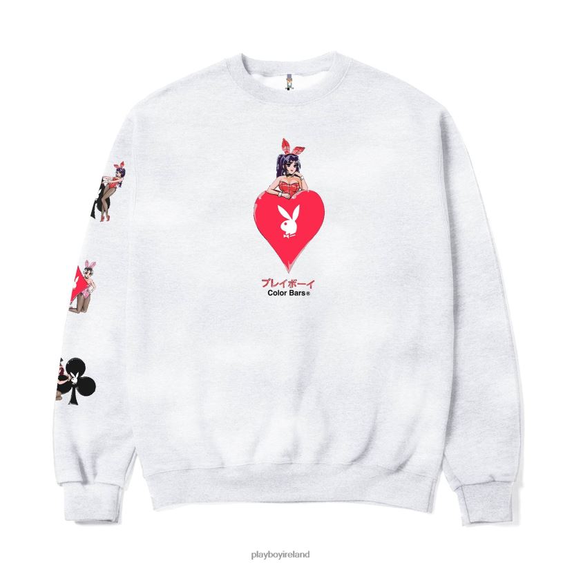 Playboy Men Ace of Hearts 3.0 Crewneck HBFB354 Clothing Ash Grey