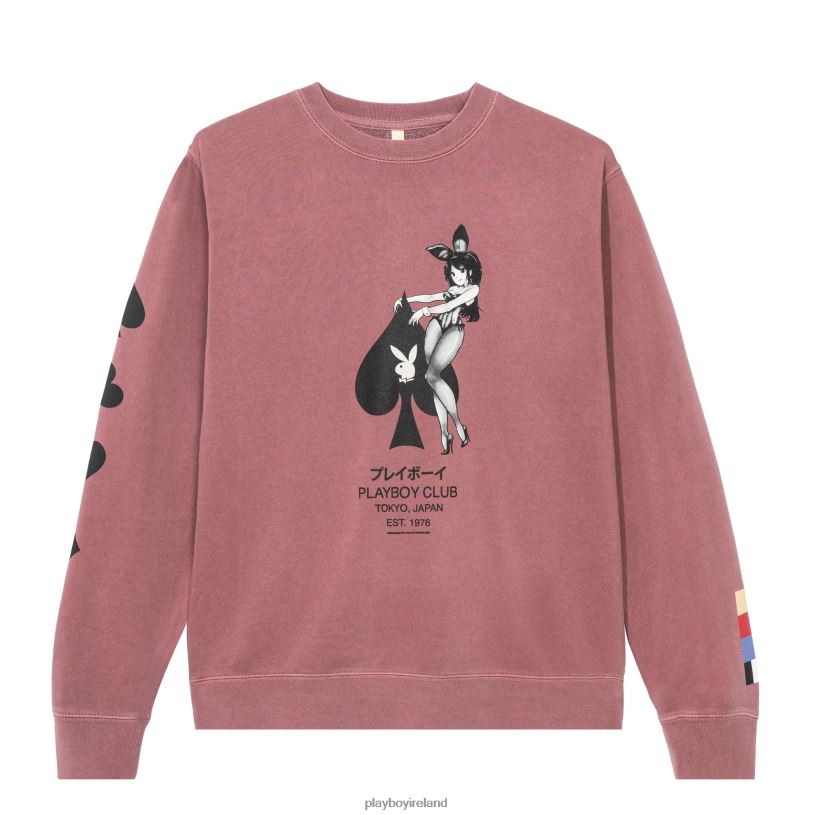 Playboy Men Ace of Spades Crewneck HBFB428 Clothing Maroon