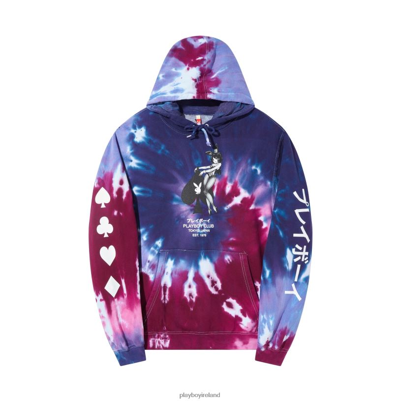 Playboy Men Ace of Spades Tie Dye Hoodie HBFB483 Clothing Purple Passion