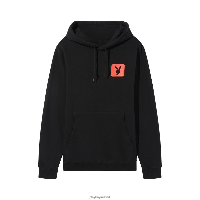 Playboy Men Anniversary Bunny Hoodie HBFB477 Clothing Black with red
