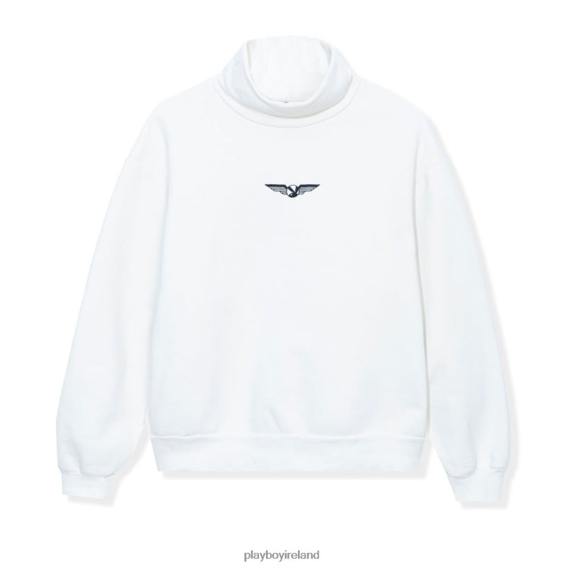 Playboy Men Aviation Wings High Neck Sweatshirt HBFB460 Clothing Bone