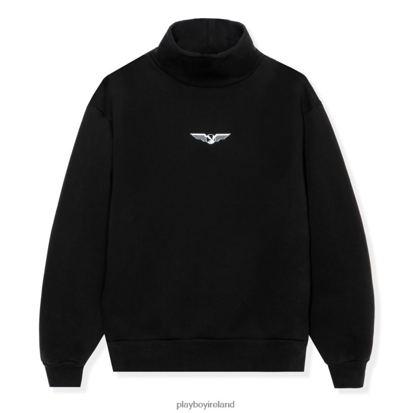 Playboy Men Aviation Wings High Neck Sweatshirt HBFB461 Clothing Black