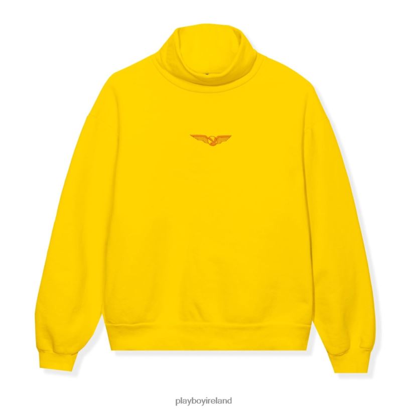 Playboy Men Aviation Wings High Neck Sweatshirt HBFB462 Clothing Mustard