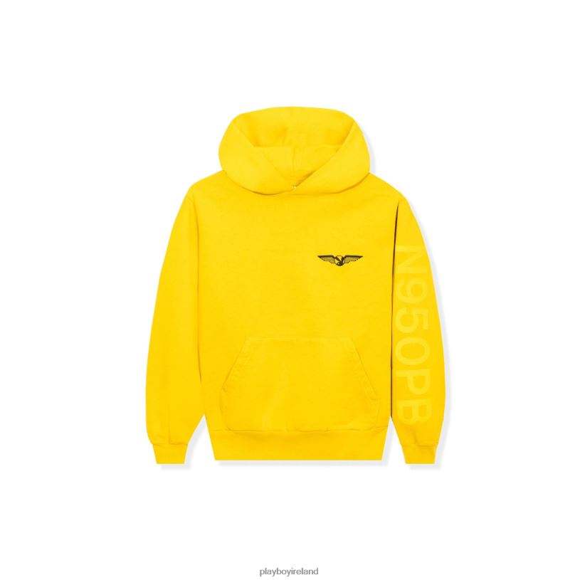 Playboy Men Aviation Wings N950PB Hoodie HBFB452 Clothing Mustard