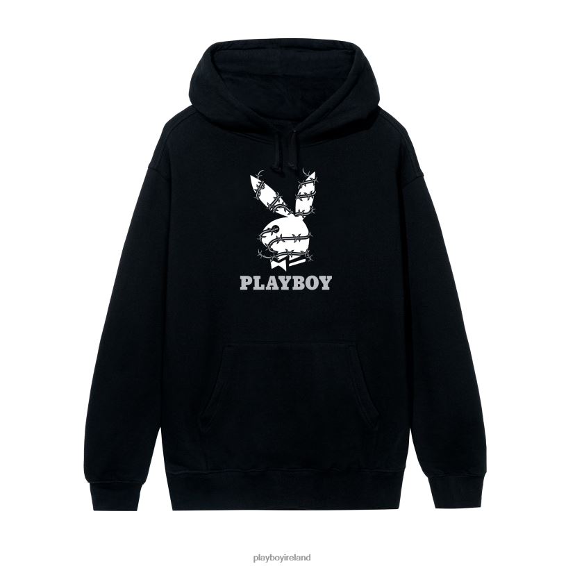 Playboy Men Barbed Wire Hoodie HBFB373 Clothing Black