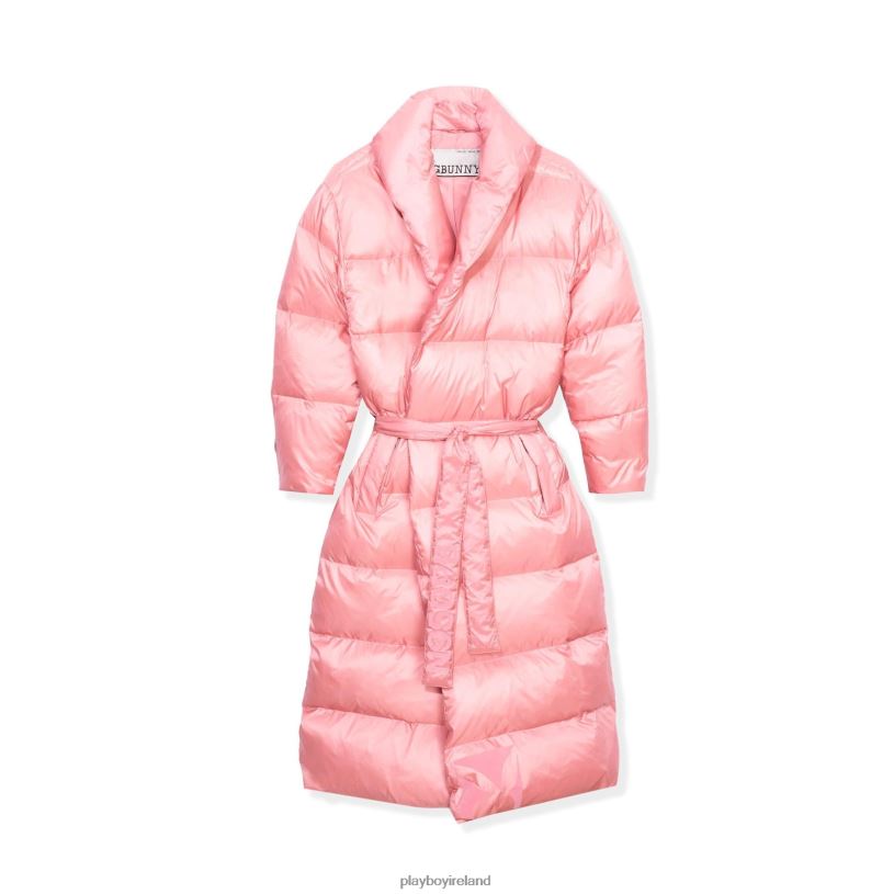 Playboy Men Belted Long Puffer Jacket HBFB442 Clothing Pink