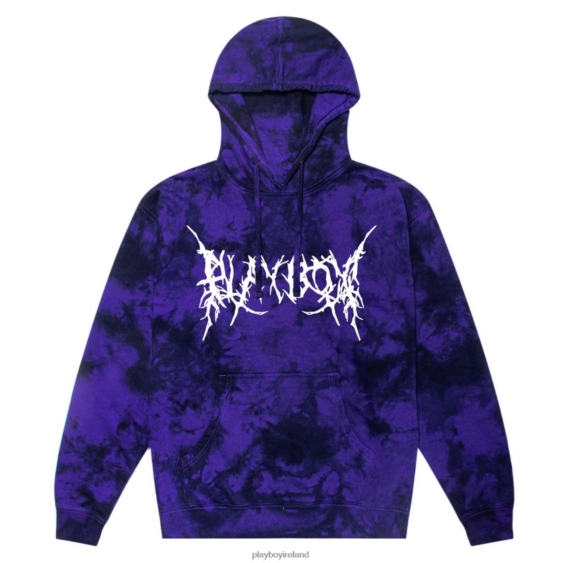 Playboy Men Branchy Masthead Hoodie tie dye HBFB430 Clothing Black/Purple
