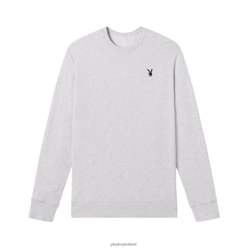 Playboy Men Bunny Basics Crewneck HBFB516 Clothing Light Grey