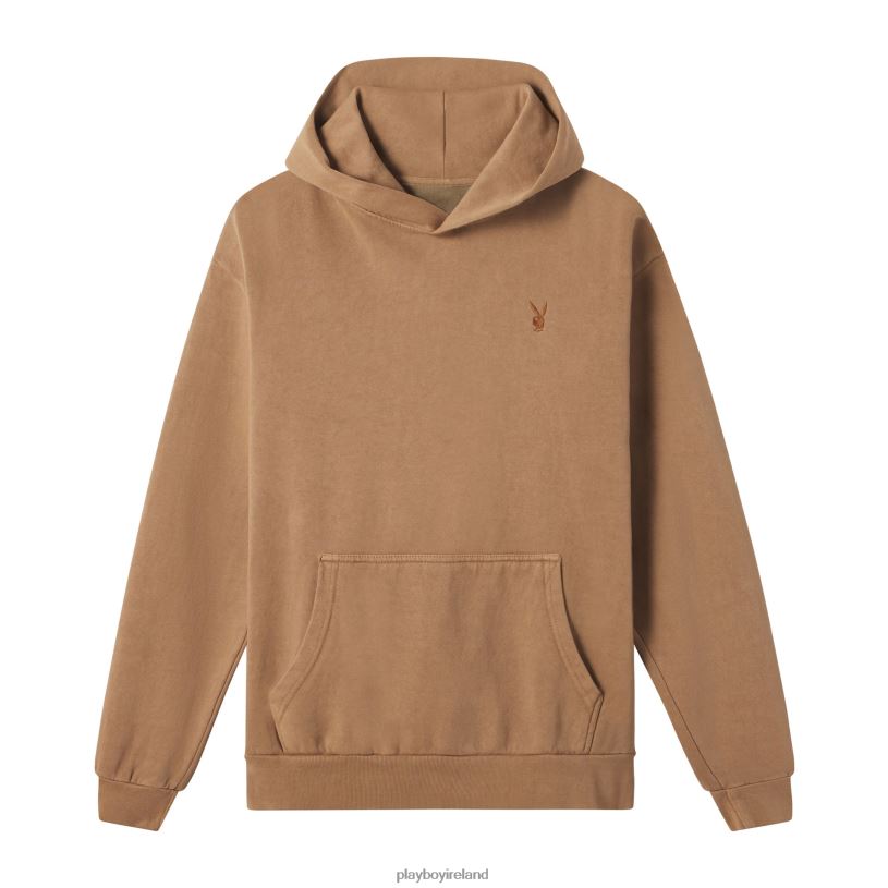 Playboy Men Bunny Basics Hoodie HBFB517 Clothing Brown