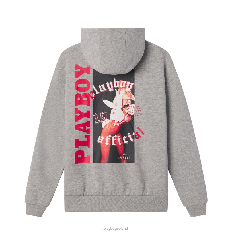 Playboy Men Bunny Hoodie HBFB469 Clothing Grey