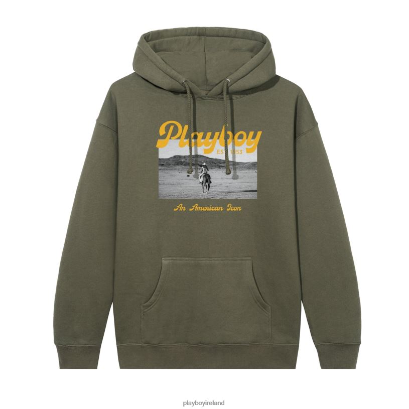 Playboy Men Desperado American Icon Hoodie HBFB381 Clothing Olive