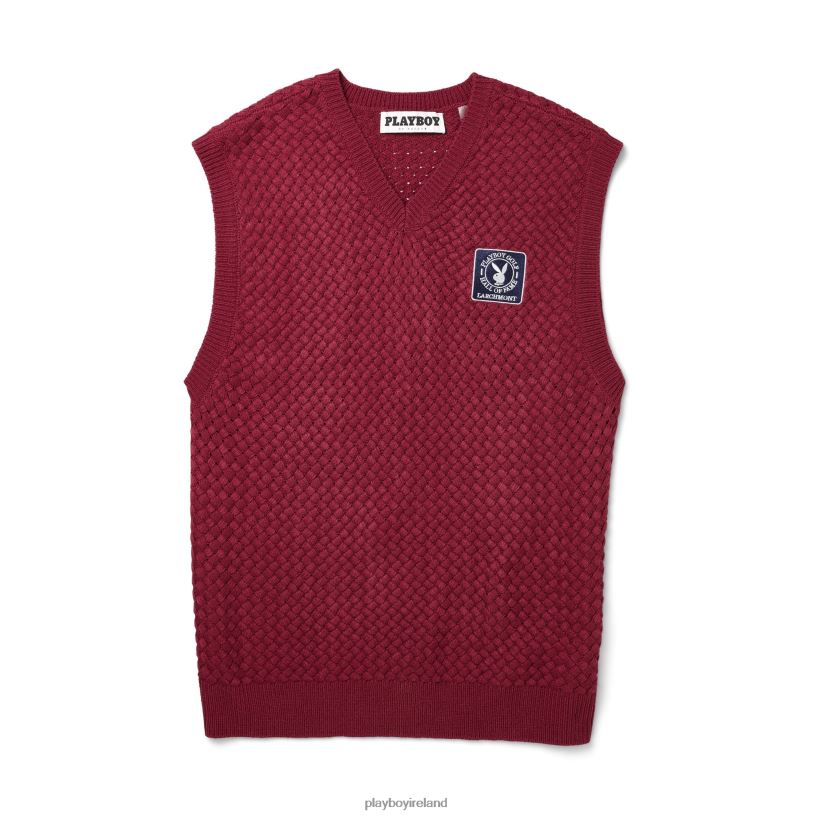 Playboy Men Hall of Fame Sweater Vest HBFB508 Clothing New maroon