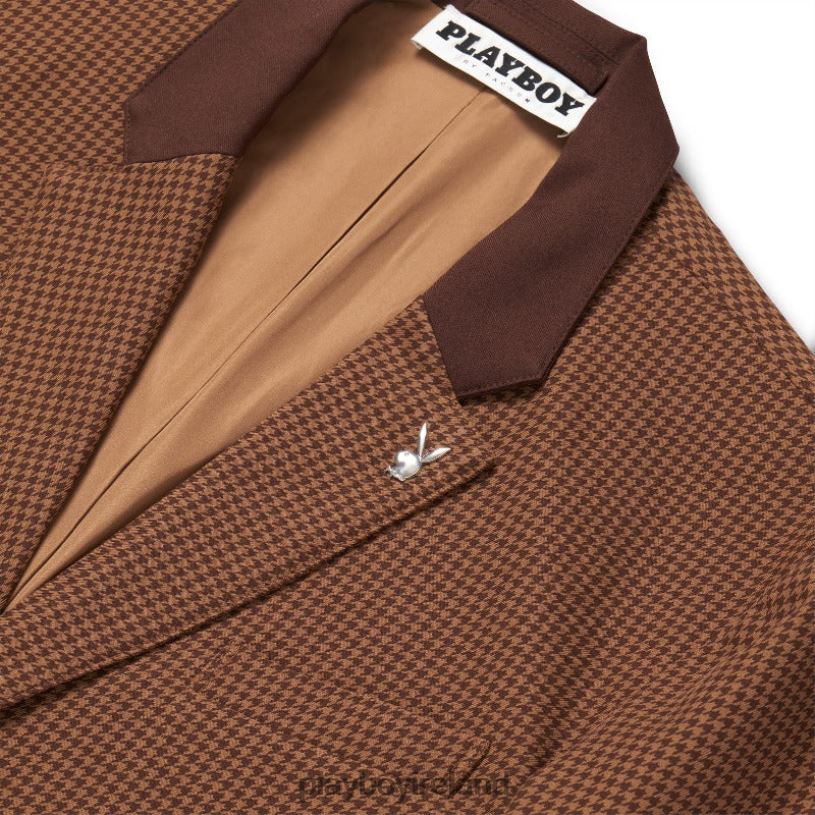 Playboy Men Houndstooth Blazer HBFB455 Clothing Brown