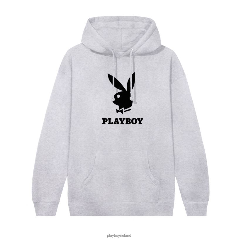 Playboy Men Logo Hoodie HBFB399 Clothing Heather Grey