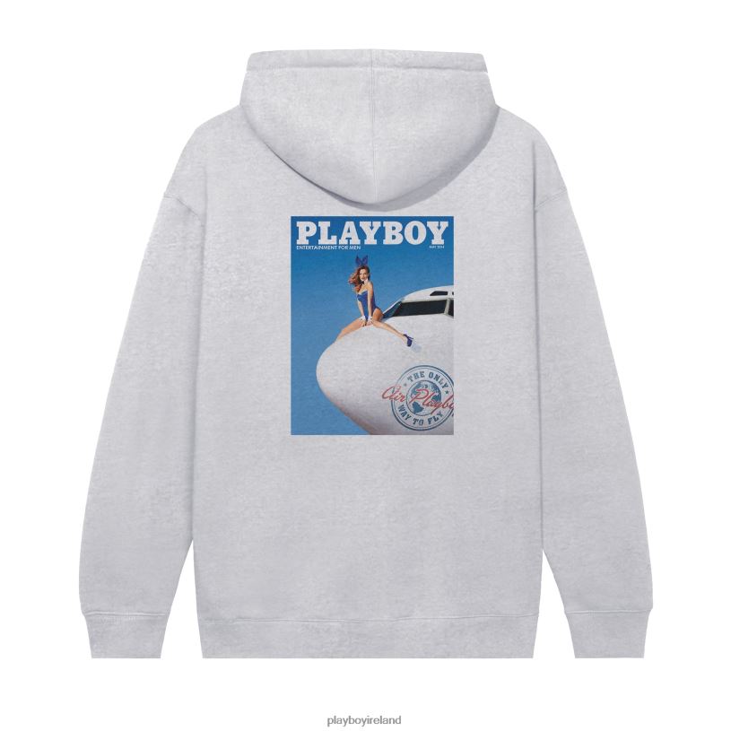 Playboy Men May 2014 Cover Hoodie HBFB405 Clothing Heather Grey