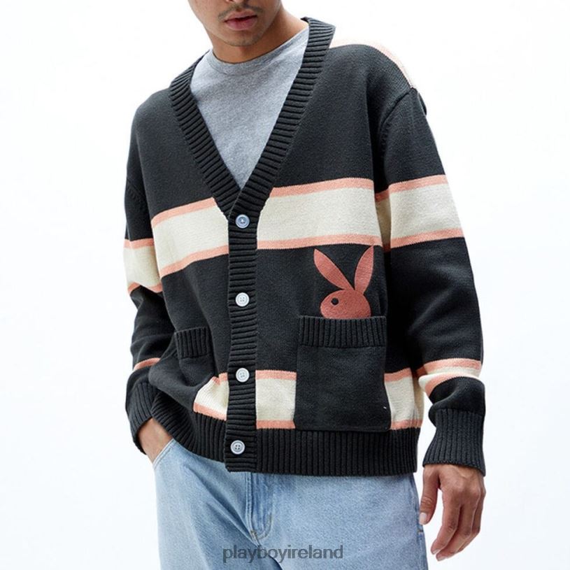 Playboy Men Peek-A-Boo Cardigan HBFB493 Clothing Black