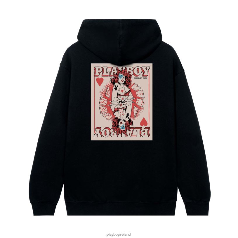 Playboy Men Queen Of Hearts Hoodie HBFB413 Clothing Black