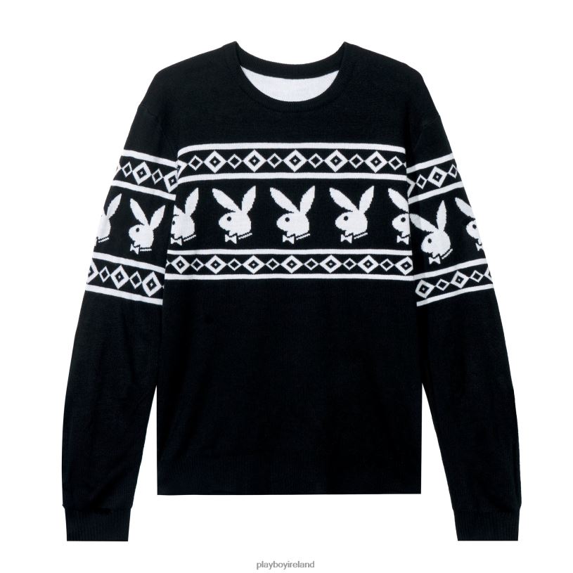 Playboy Men Rabbit Head Knit Sweater HBFB437 Clothing Black