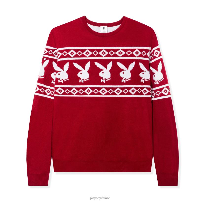 Playboy Men Rabbit Head Knit Sweater HBFB438 Clothing Red