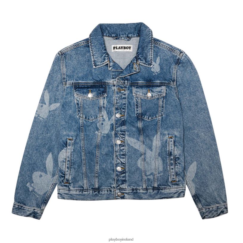 Playboy Men Repeating Logo Denim Jacket HBFB498 Clothing Original