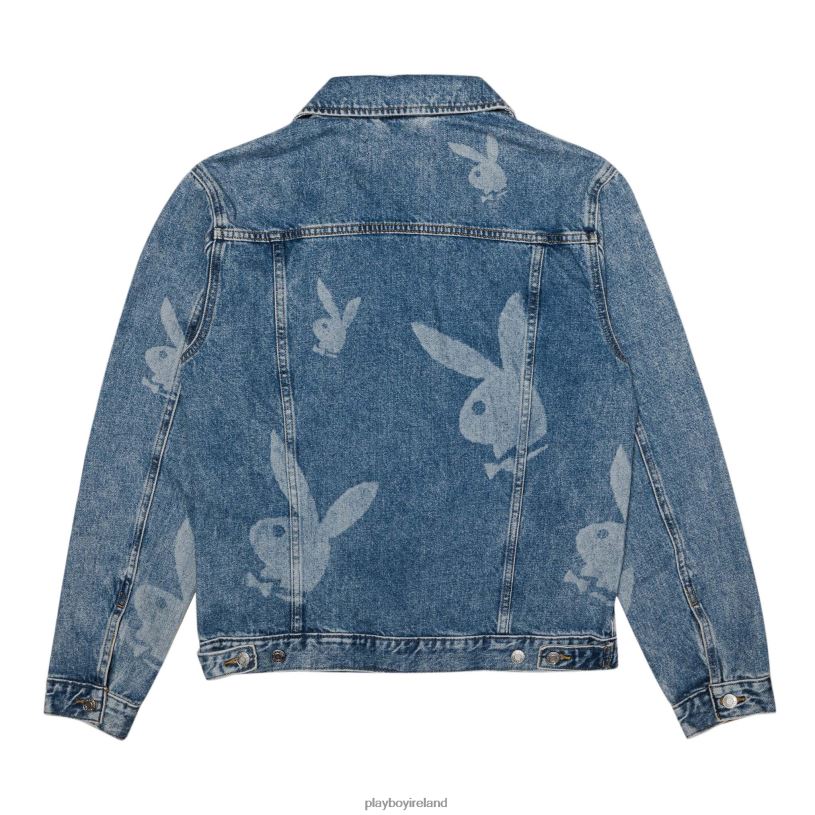 Playboy Men Repeating Logo Denim Jacket HBFB498 Clothing Original