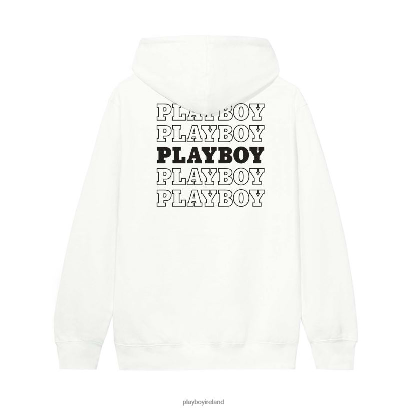 Playboy Men Repeating Masthead Hoodie HBFB417 Clothing Bone