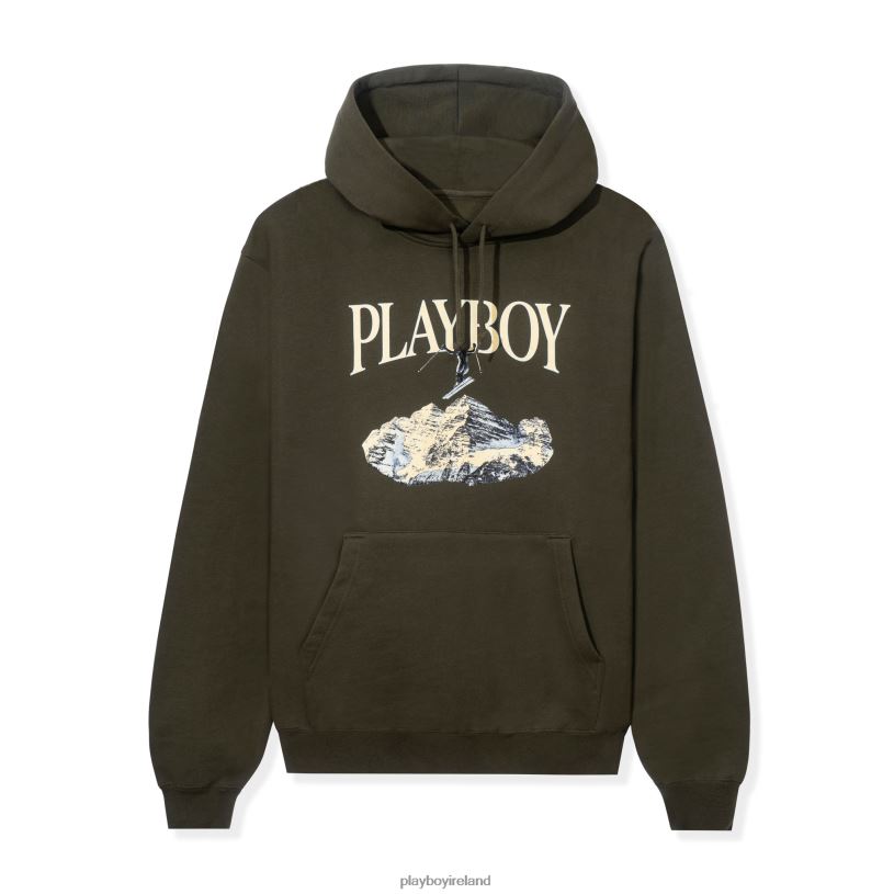 Playboy Men Ski Hoodie feat. Holly Cook from Girls of Winter 1984 HBFB420 Clothing Olive